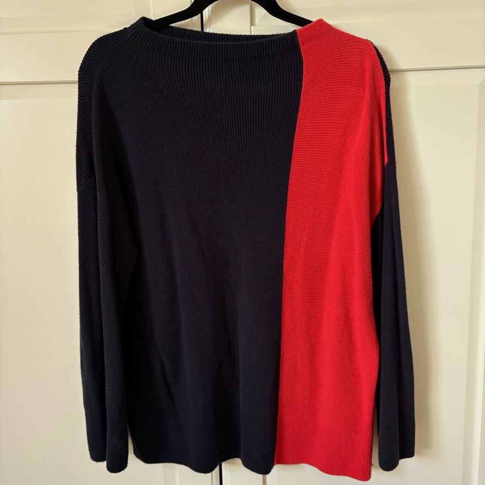 TOMMY HILFIGER Black and Red Colorblock Sweater